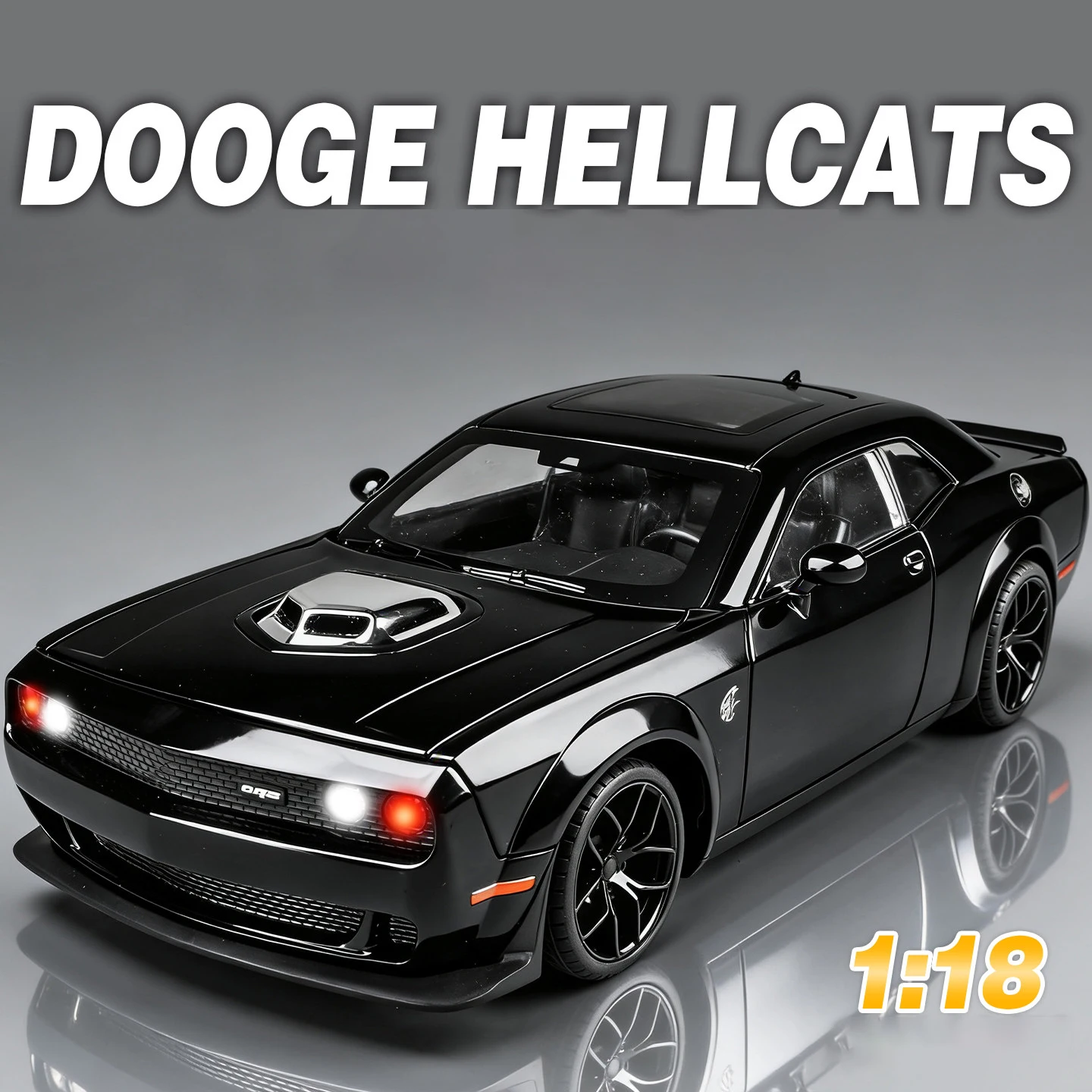 

Масштабная металлическая модель автомобиля Hellcat 1:18 с имитацией звука запуска, коллекционный предмет декора, подарок на день рождения для мальчиков