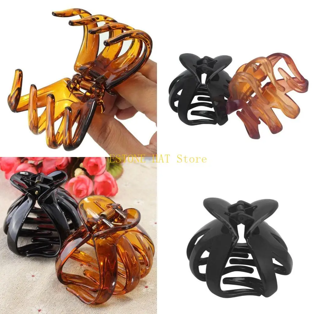 49MF Women Octopus Claw Hair Clip Hairpin Accessory Curved Design Heart Handle