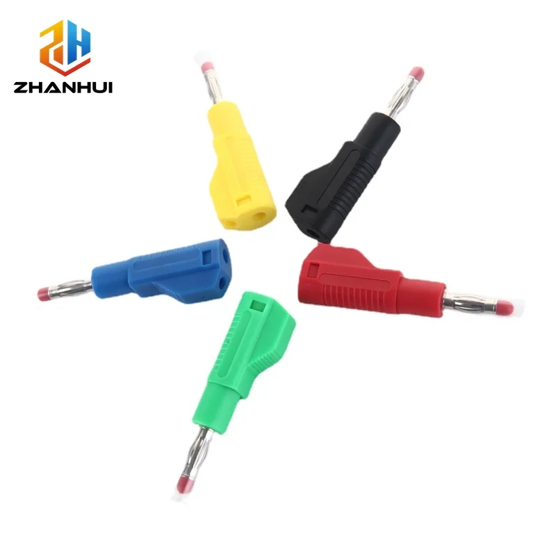 5Pcs 4mm Male Banana Plug - Retractable Tube Stackable Solder-Free Connector for Electronic Testing & Wiring