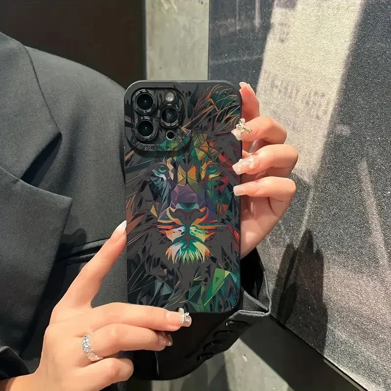 Colorful Lion Pattern Phone Case For iPhone 11 12 13 14 15 Pro Max XS X XR 7 8 Plus SE 2020 Shockproof Matte Soft Silicone Cover