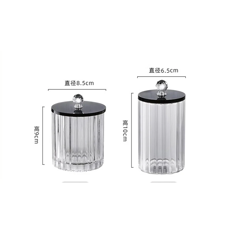 glass cotton swab box creative vertical pattern jewelry cosmetics aromatherapy container home candy jar with lid toothpick box