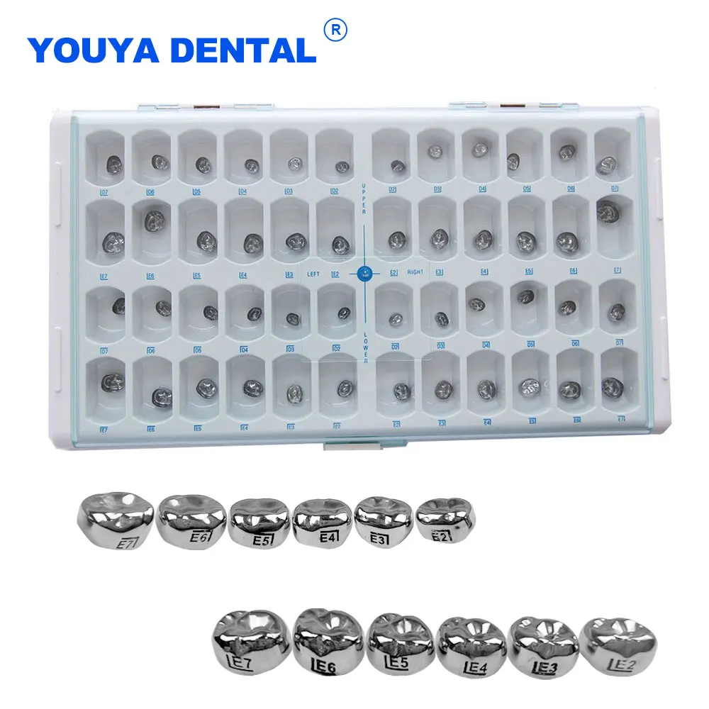 48Pcs/Kit Dental Teeth Crown Kids Stainless Steel Anterior Posterior Temporary Preformed Molar Tooth Dentistry Ortho Material