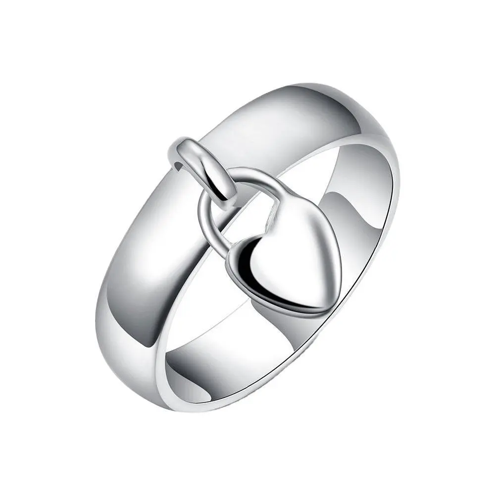 New Fashion 925 Sterling Silver 6-10# Fine Heart Lock Ring Women Engagement Charm Luxury Party Favor Jewelry Wholesale