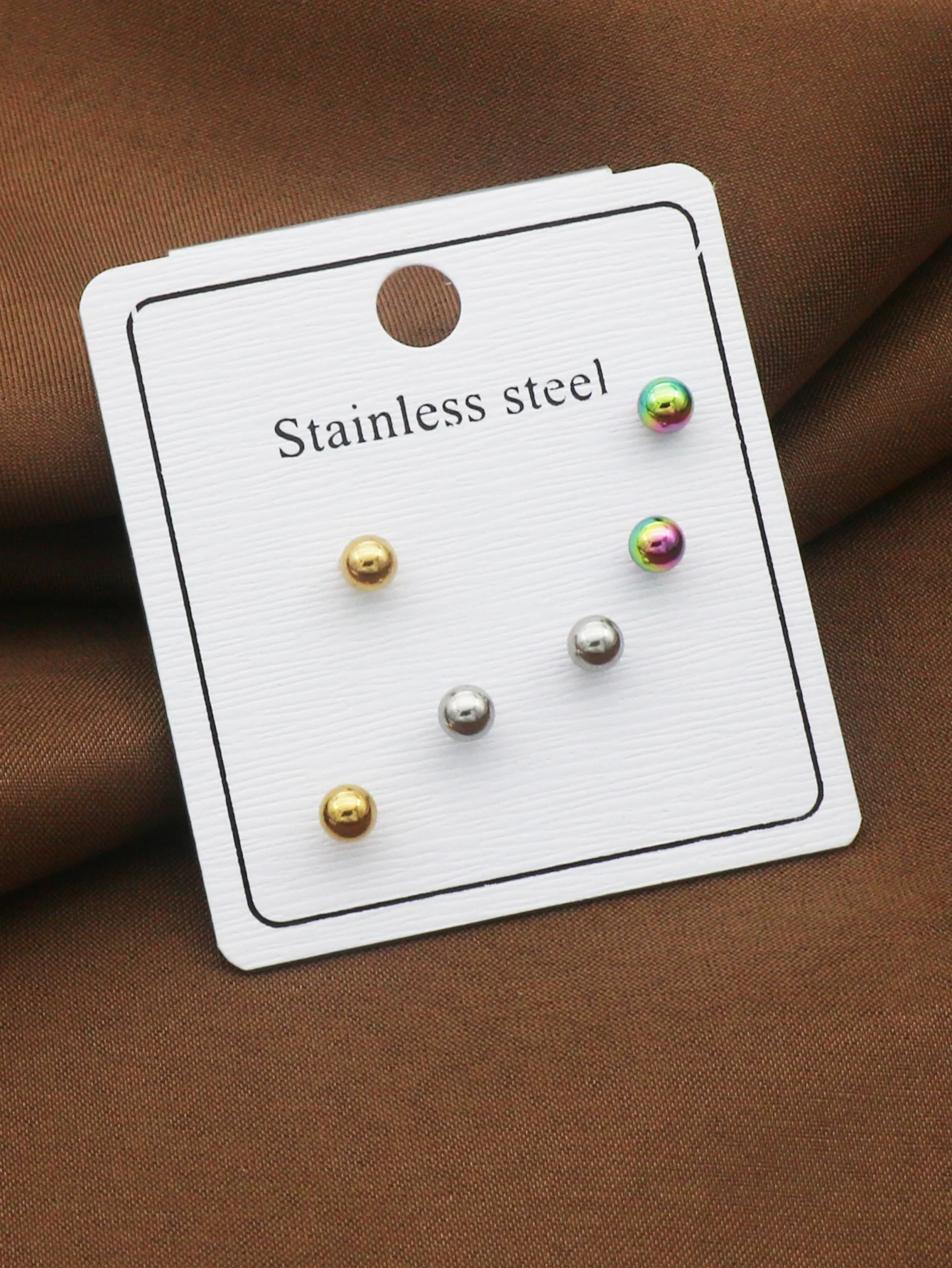 3 Paris Classic Stainless Steel Earrings Post Stud Earrings For Women Men Jewelry Gold Color Ball Fashion Jewelry Wholesale