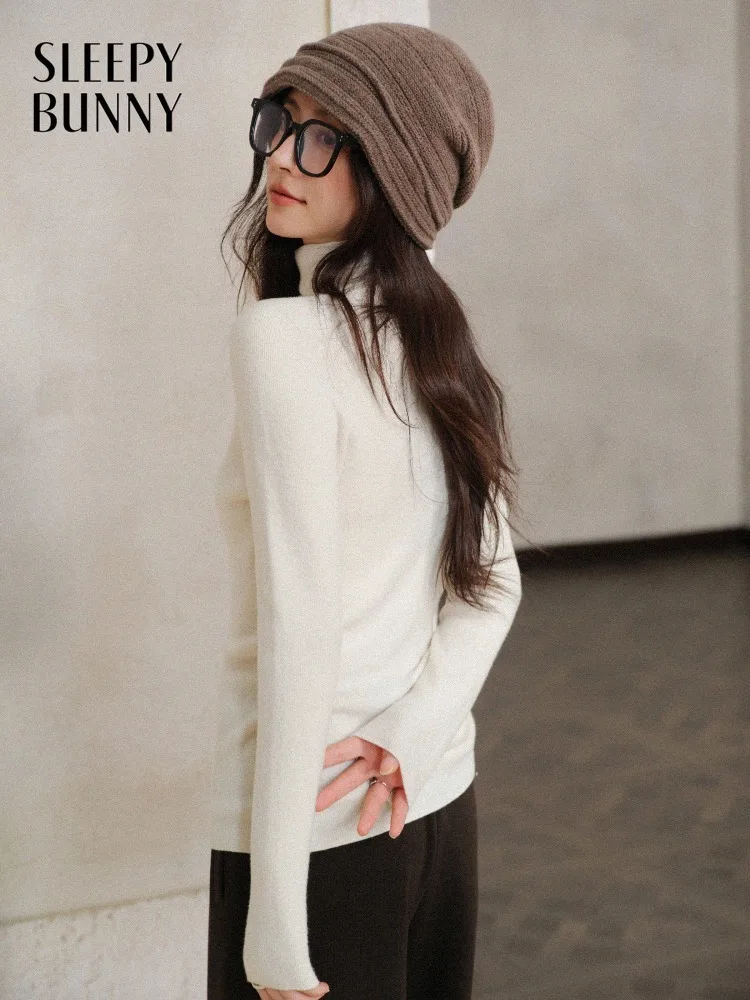 Women Seamless Brushed High Neck Knit Top for Lady Slim Fit Long Sleeve Sweater Soft Stretch Base Layer Spring Daily Wear Style