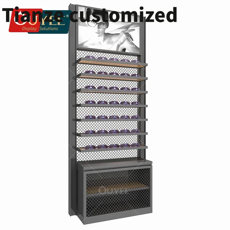 Customized-International Style Eyewear Display Showcase Design Eyewear Display Countertop Wall Mounted Optical Display With  Mir