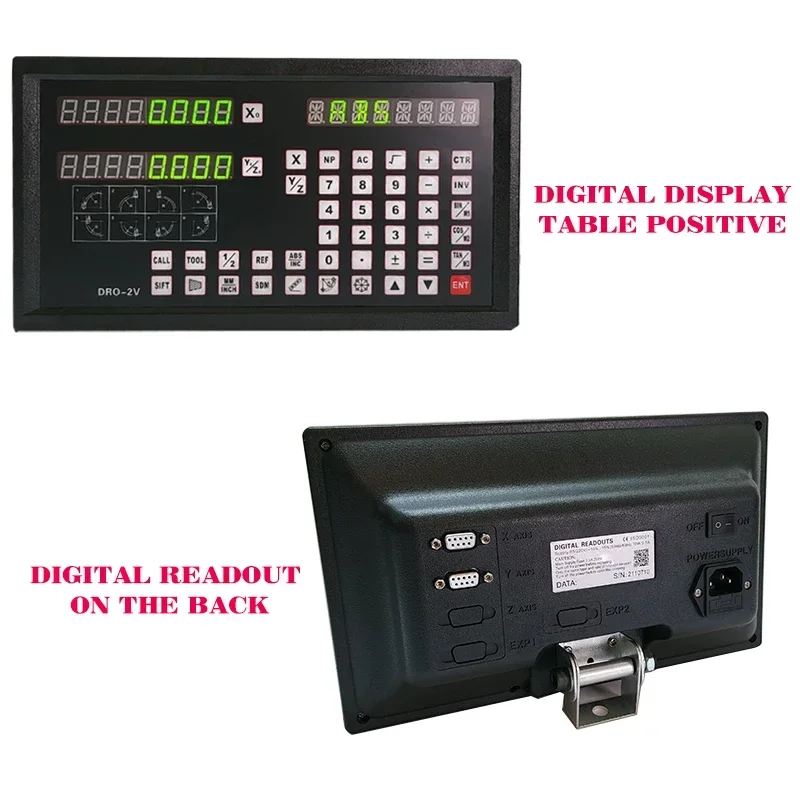 1um Technical Digital Readout DRO-2V complete kit & 2 Pieces Linear Glass Scale Encoder Grating Ruler For Lathe milling machines