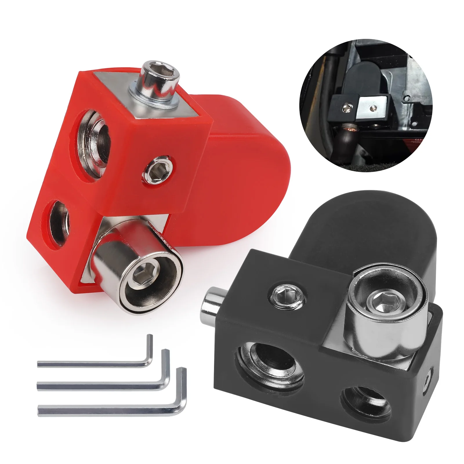 

BTO Solid Positive Negative Battery Terminals + Adaptor Collar Power Ring Provision & OEM Post Adapter 0/2/4 & 4/8 Gauge Outputs