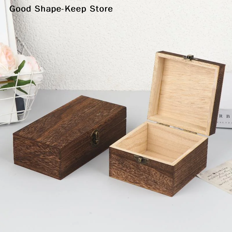 Lid Square Hinged Jewellery Craft Storage Box For Vintage-Inspired Wooden Boxes With Home Decoration DIY Hand-Made Mother's Day