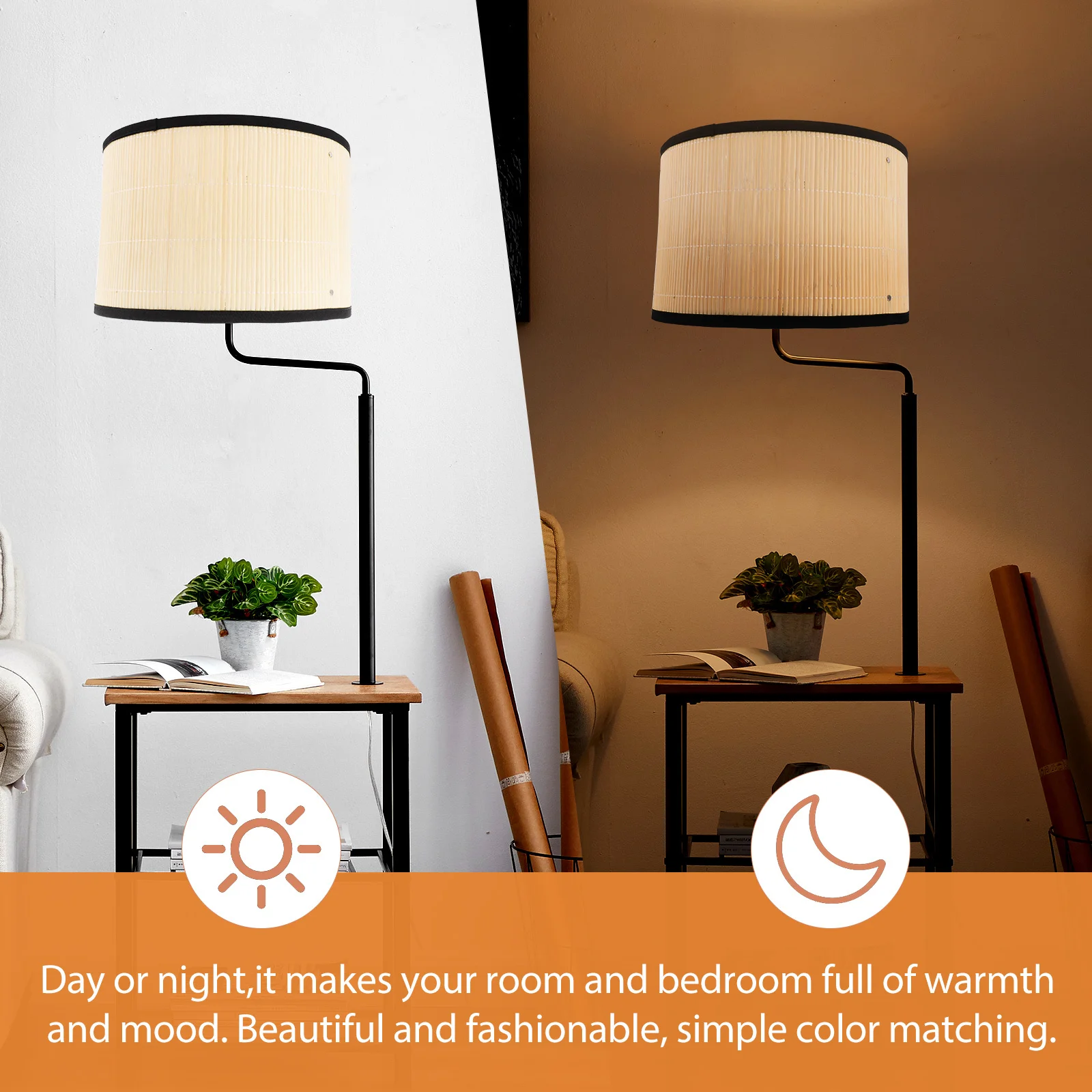 

Barrel Lamp Shade Bamboo Iron Material Modern Vintage Style Table Light Cover for Home Decor Drum Lamp Shades Household Indoor