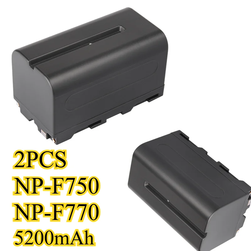 

2 шт., 5200 мАч, NP-F750 NP-F770, сменная батарея для камер Sony, литиевая батарея с полным декодированием для Sony A7S3/FX3/ZV-E1/PXW-Z90