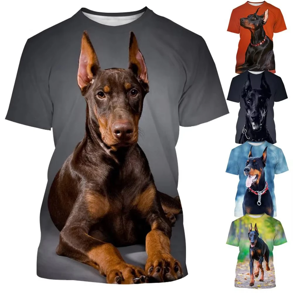 

Doberman Pinscher 3d Print T-shirt Summer Spring Men O-Neck Short Sleeve T shirt Casual Oversized Tops Streetwear Men Clothing