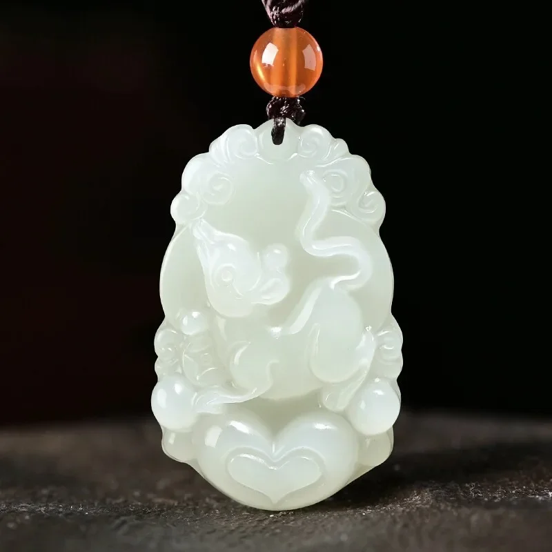 Natural Green Jade Chinese Zodiac Pendant Necklace Fashion Charm Jewellery Accessories Hand-Carved Lucky Amulet Gifts for Women