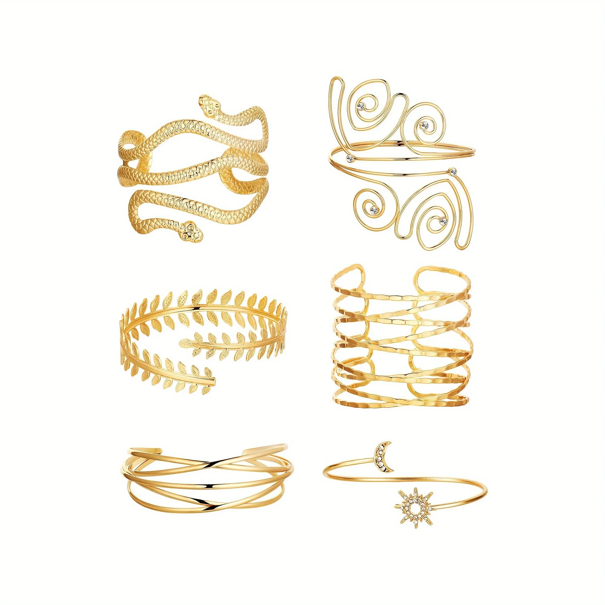 

6PCS 14K Goldon Plated Open Twist Eternity Band for Women