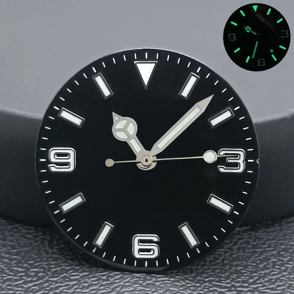 28.5MM single/no calendar blue-green illuminated dial with hands suitable for N H35/2815/2836/2824 movement watch accessories