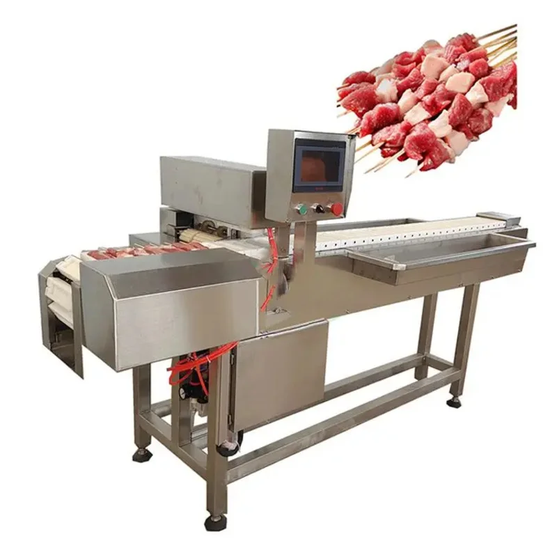 

High efficiency 2000pcs/h satay meat skewer machine meat slicer skewering machine for barbecue