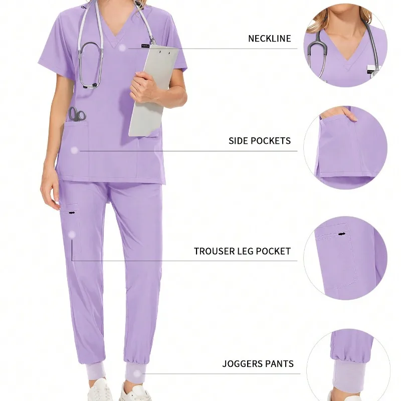

Nurse Scrub Set Stretch Clinic Workwear Hospital Uniform for Women Suit Jogger Pant for Operating Room