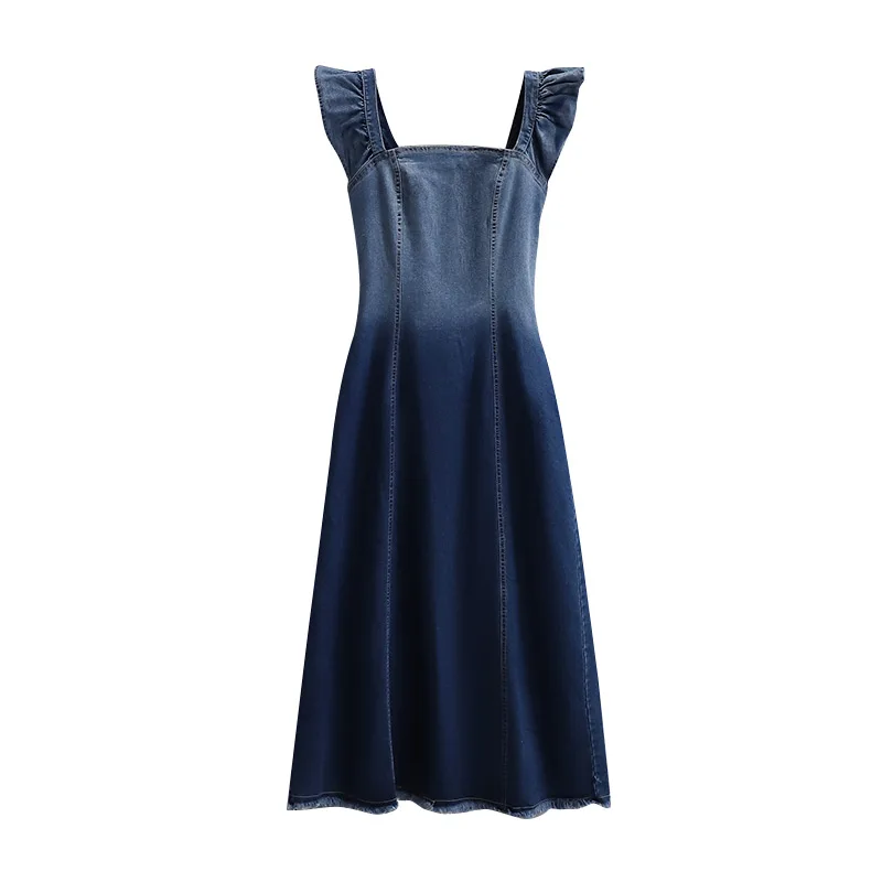 

High Street Fashion Gradient Denim Dress Sleeveless A Line Dresses For Women New In Fashion Clothing Female Y2K Cowboy Vestido
