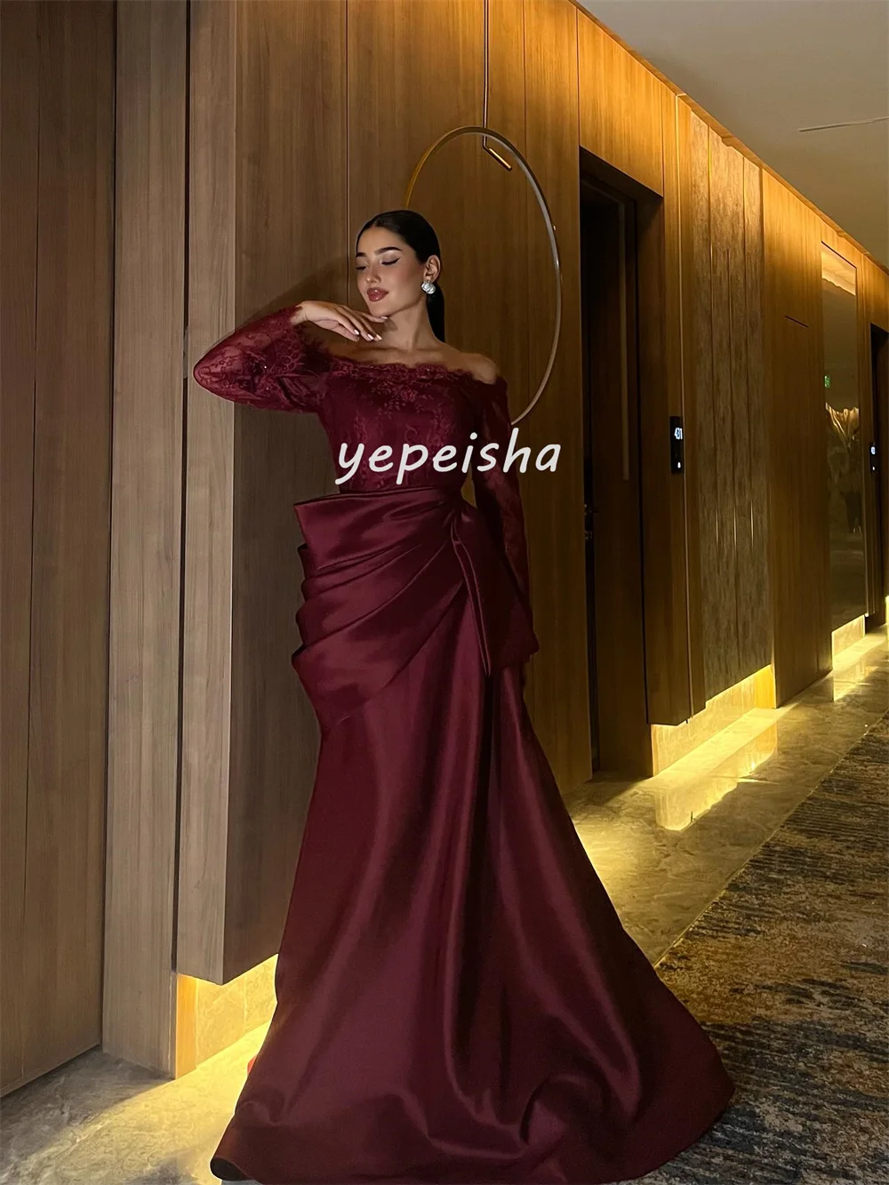 تخصيص مثير رائعة ثنيات مقوس دانتيل ألف خط خارج على الكتف فساتين طويلة فساتين مناسبة مخصصة الأحجام المتاحة الموضة #4