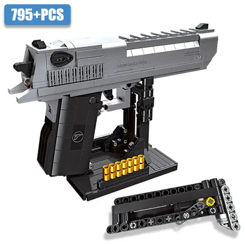 Military Weapons 795pcs Desert Eagle Handgun Model Building Blocks MOC Pistol Educational Bricks Toys For Kids Boy Adult Gift