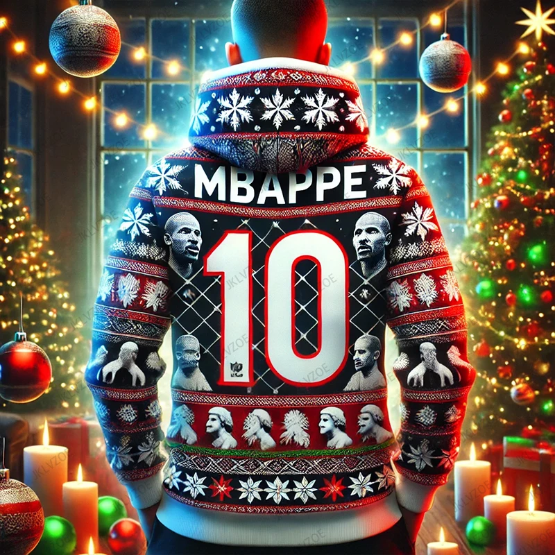 عيد الميلاد وصول جديد CHATGPT تصميم الرياضة طويلة الأكمام Mbappe 10 هوديس المتضخم جيرسي التدريب موحدة الاطفال/الكبار قمم #2