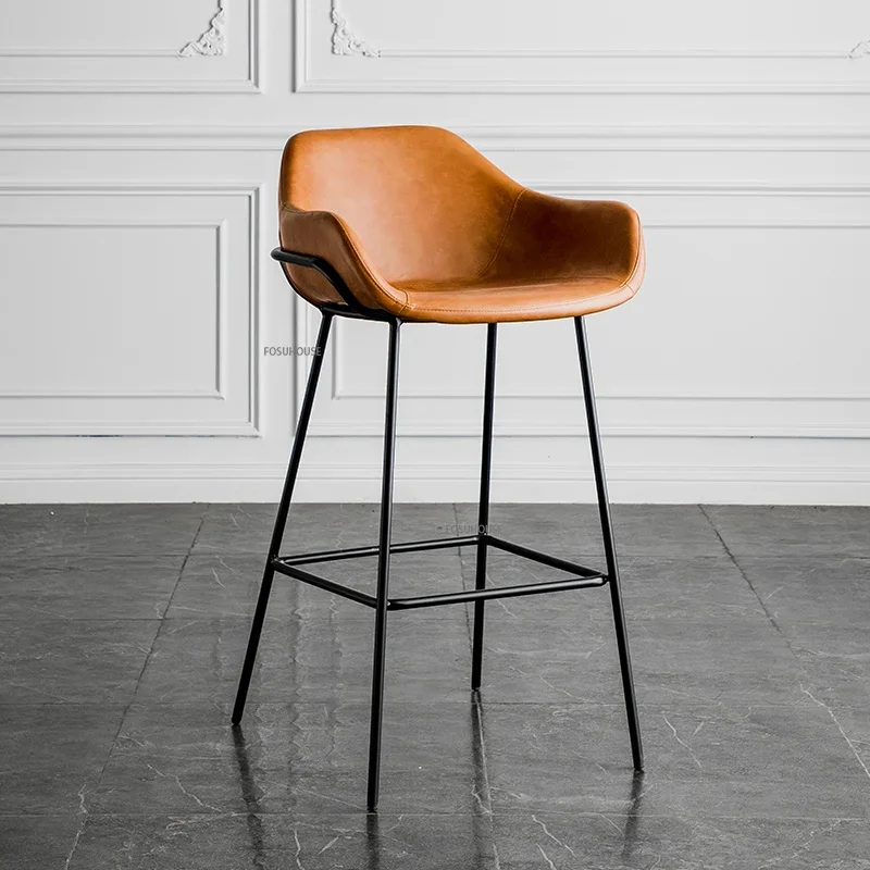 Nordic เก้าอี้บาร์เหล็กรับประทานอาหารหรูหรา Creative Cafe เคาน์เตอร์ Barstool เรียบง่ายสูงสตูลเฟอร์นิเจอร์ห้องครัว HY50DC
