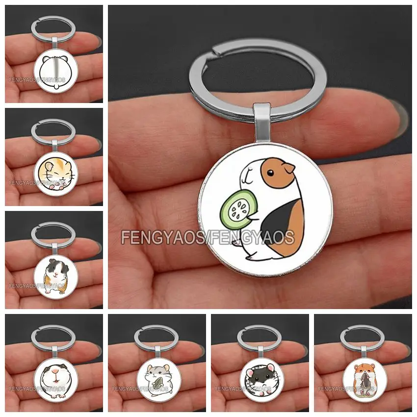 Cute Guinea Pig Keychains Lovely Hamster Key Chain for Door Mouse Purse Bag Keyring Gift for Women