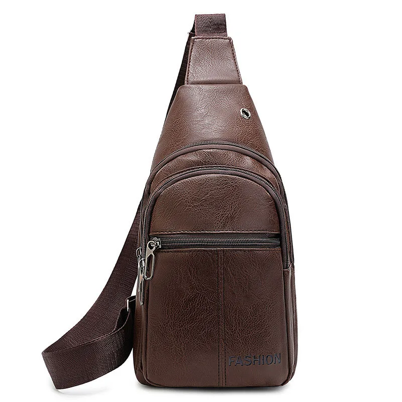 PU Leather Chest Bags Single Shoulder Crossbody Pack for Man Sling Bags Sport Cross Phone Male Funny Packs bolso  hombre