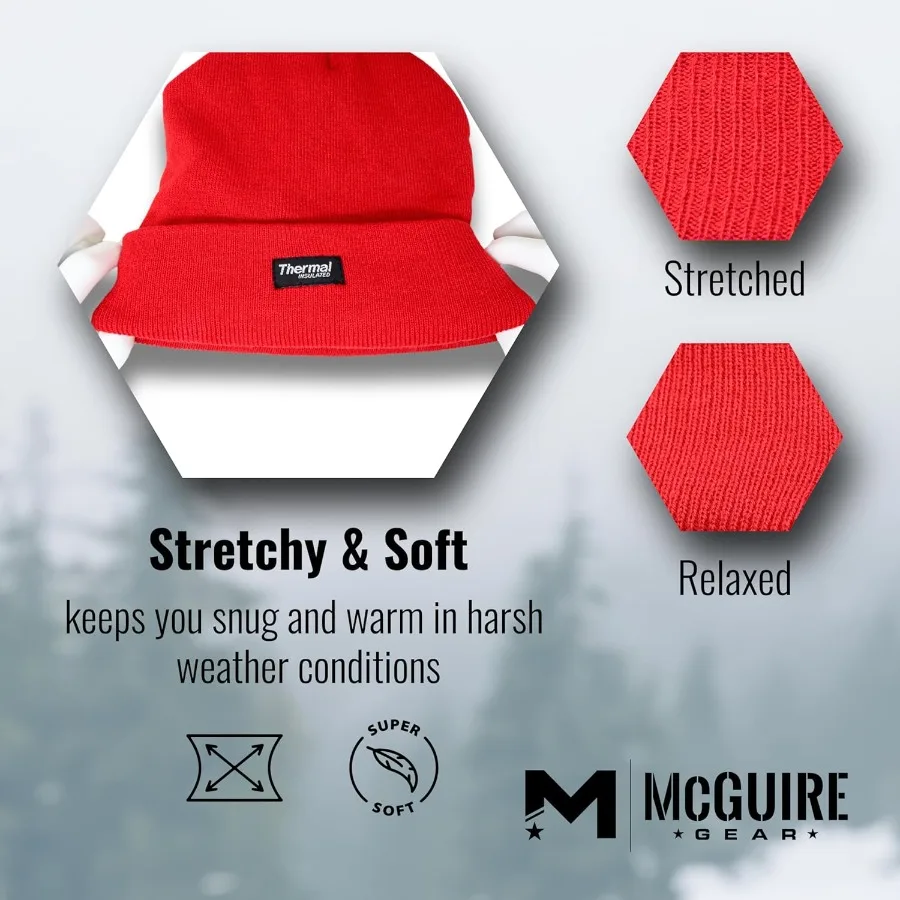 McGuire Gear Gorro con aislamiento térmico Gorro de reloj resistente al agua con aislamiento de 40 gramos Gorro de invierno cálido y ligero
