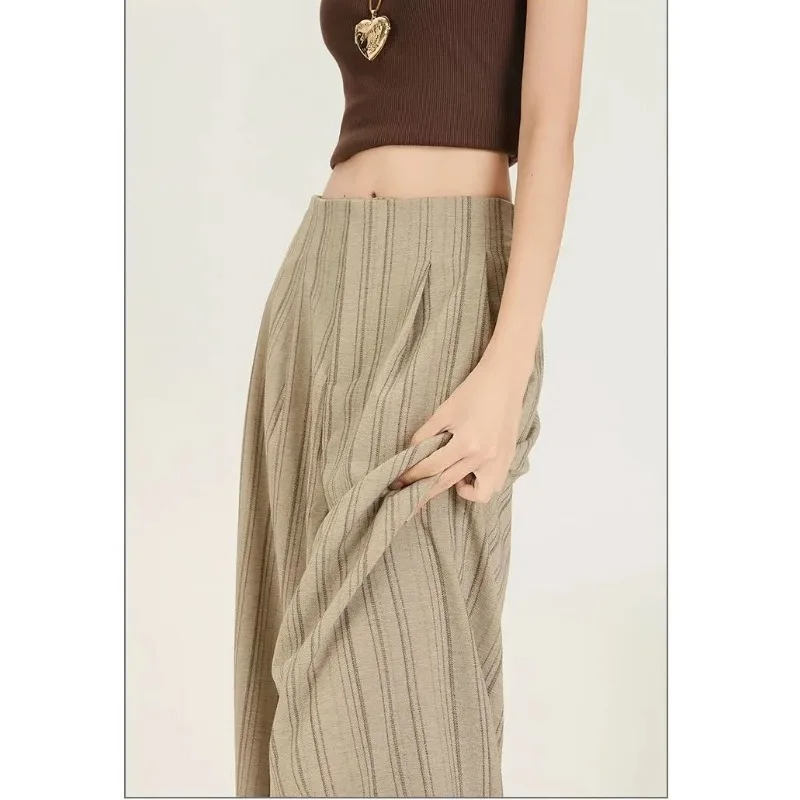 Women's Casual Suit Pants Autumn Thin Pleated Loose Straight Wide Leg Pants