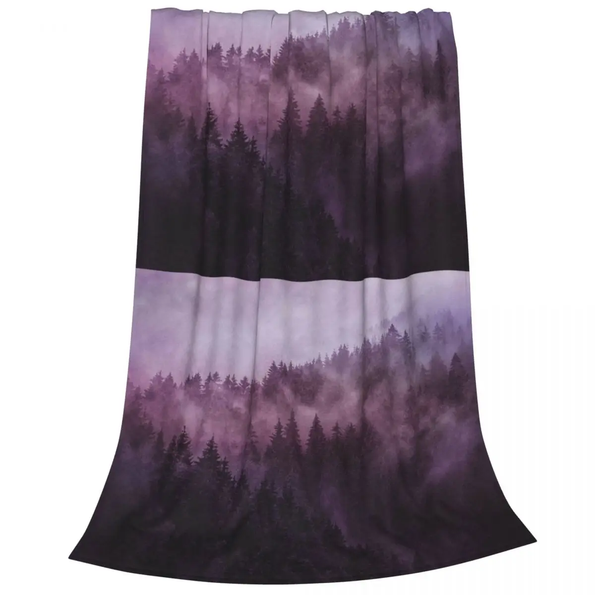 Romantic Cascadia Trees Forest Covered In Purple Magic Fog Blanket Fleece Sofa Throw Blankets For Couch Throws Bedspread Quilt