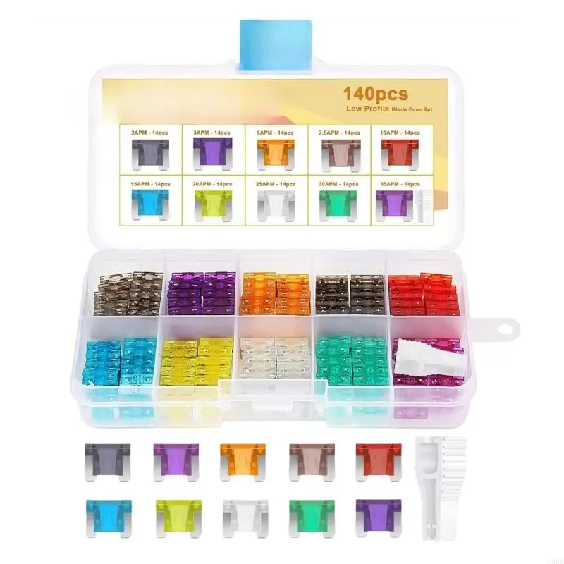 

D5BE Mini Blade FUSES Установите стандартный размер множества усилий Mini Blade FUSES Electrical Fuses Assortment 140pcs для