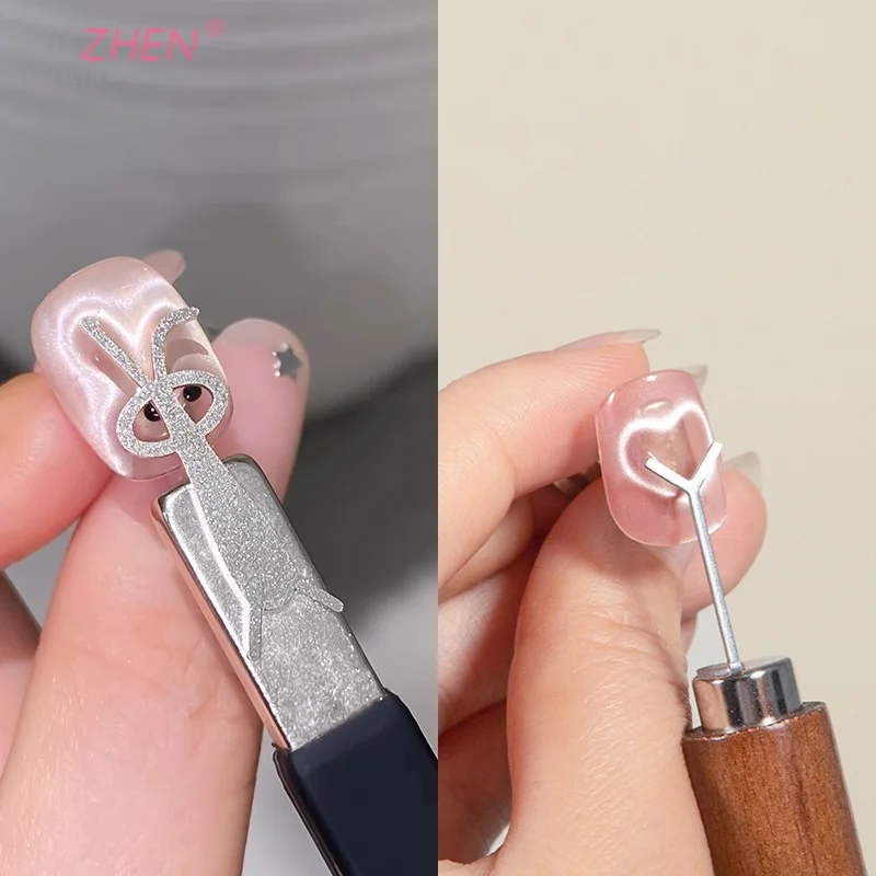 CAT EYE MAGNET Stick ชุดเครื่องมือเล็บเหล็กขนาดเล็กชิ้น MAGNET Stick สร้างกระต่ายหัวใจรูปแบบแม่เหล็กภาษาโปลิชคํา Effects เล็บ