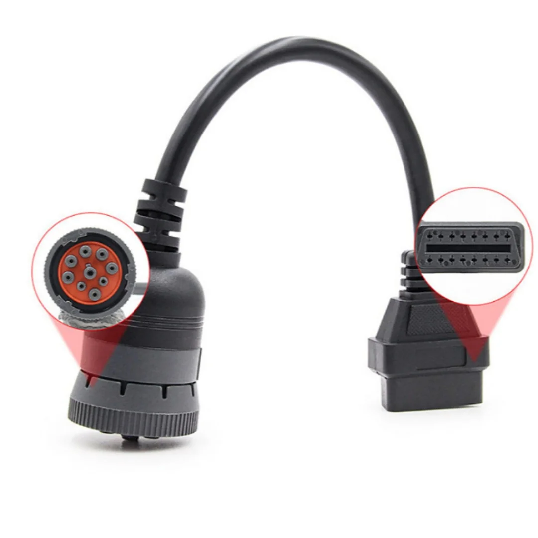 For Heavy Duty Truck J1939 9Pin to 16Pin OBD2 Adapter Cable 0.3M Deutsch Diagnostic Connector Conversion Wire