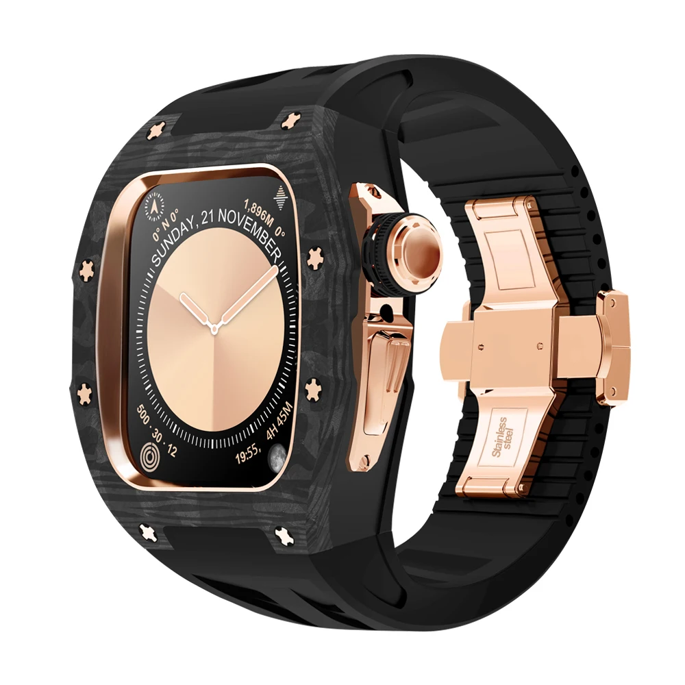kit-mod-de-luxe-pour-apple-watch-band-10-boitier-en-fibre-de-carbone-et-titane-46mm-bracelet-en-caoutchouc-fluore-pour-iwatch-46mm-accessoires-de-bandes