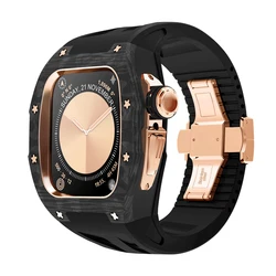 Luxury Mod Kit for Apple Watch Band 10 46MM Carbon Fiber Titanium Case with fluororubber band for iWatch 46MM bands accessories