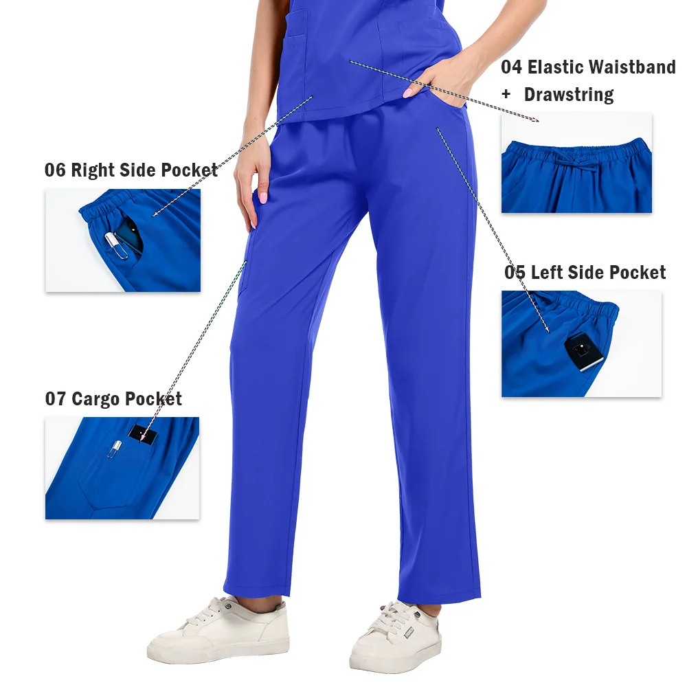 Women Men V-neck Short Sleeve Scrubs Surgical Nursing Uniforms Nurse Pockets Workwear Dentist Medical Uniforms Clinic Scrub Suit