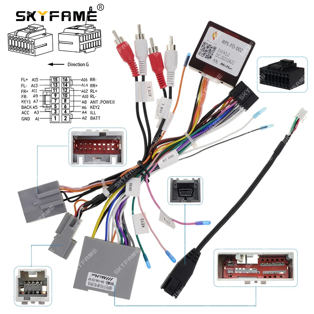 Car Wiring Harness Adapter Canbus Box Power Cable For Ford Explorer Escape Edge Expedition Mustang Kuga Lincoln Navigator