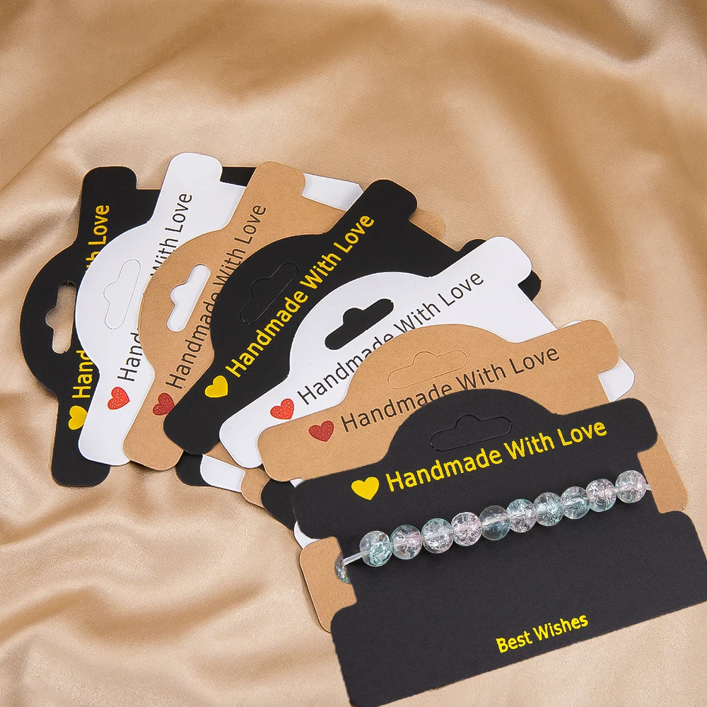 

50pcs 100pcs 7.5x9.5cm Handmade with Love Hanging Jewelry Cards Tags Bracelets Packaging for Necklace Display Business Packaging
