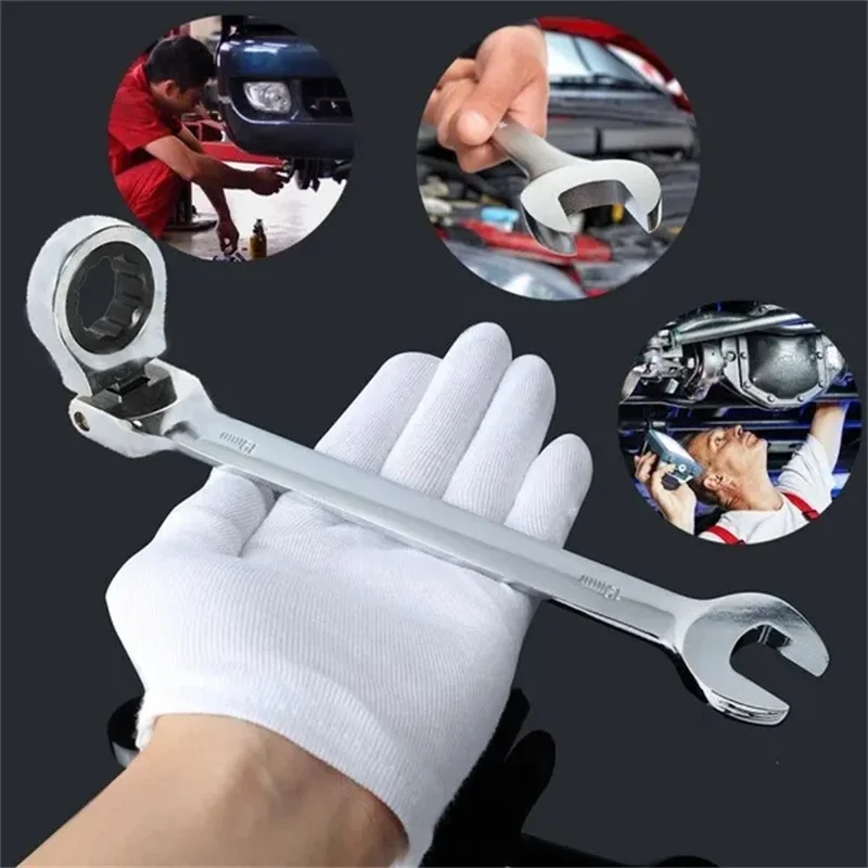 Imagem -03 - Flex Cabeça Ratcheting Combinação Wrench Grupo Metric Ratchet Dual-purpose Chaves Crv Gear Spanner Reparação em Casa Ferramentas Manuais 1pc
