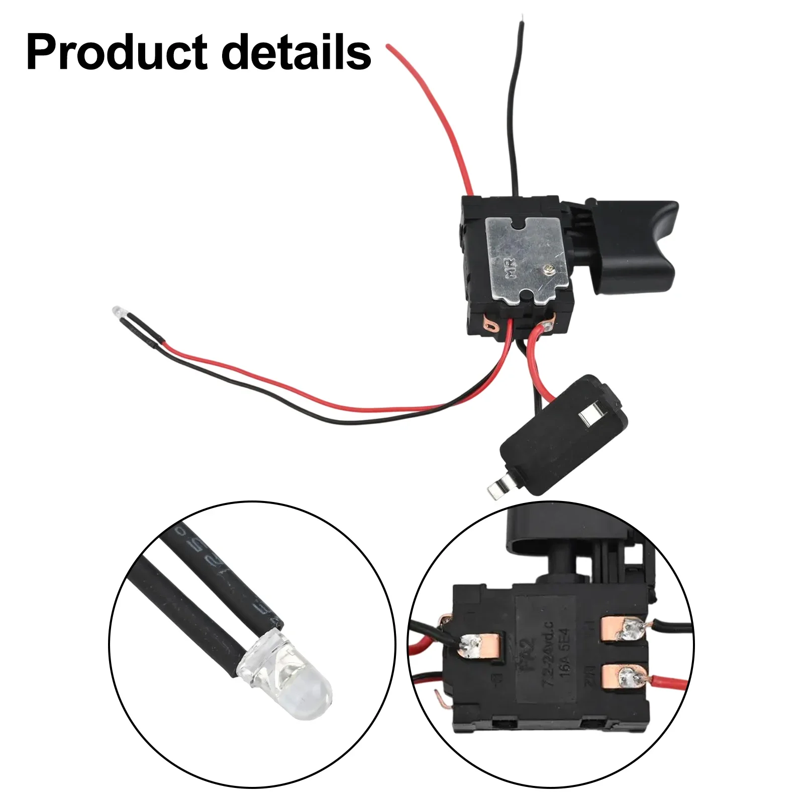 

Триггерный переключатель с регулируемой скоростью и поддержкой света для электроинструментов, работающий на 16, 8-вольтовых или 18-вольтовых литиевых батареях