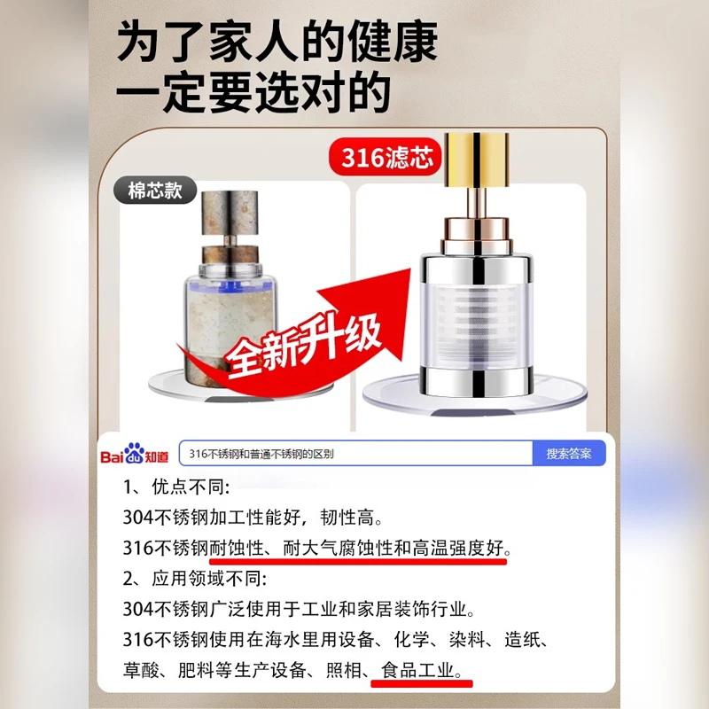 Kitchen Faucet Splash-proof Head Booster Filter Extender Universal Interface Water Purifier Tap Water Household Artifact