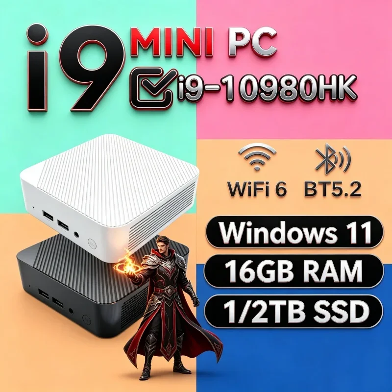 NEW Intel I9 10980HK Immersive Mini PC Computer Windows 11 16GB 1/2TB SSD Pure Gaming Computer WiFi 6 Office Mini Desktop