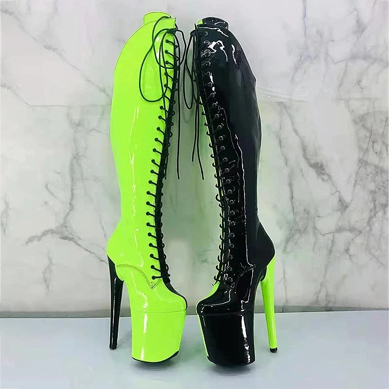 LAIJIANJINXIA 20CM/8inches Two color patent upper fashion lady High Heel platform Pole Dance boots