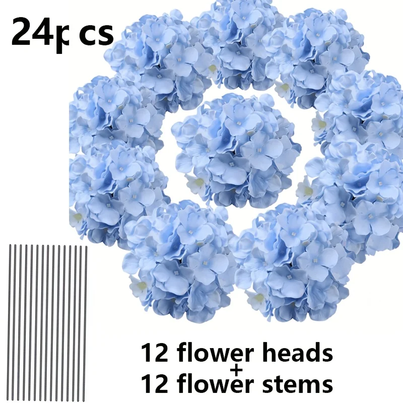 24pcs Real Touch Hydrangea Artificial Flowers, Faux Hydrangea Fake Flowers for Home Floral Arrangements, Wedding Bouquets