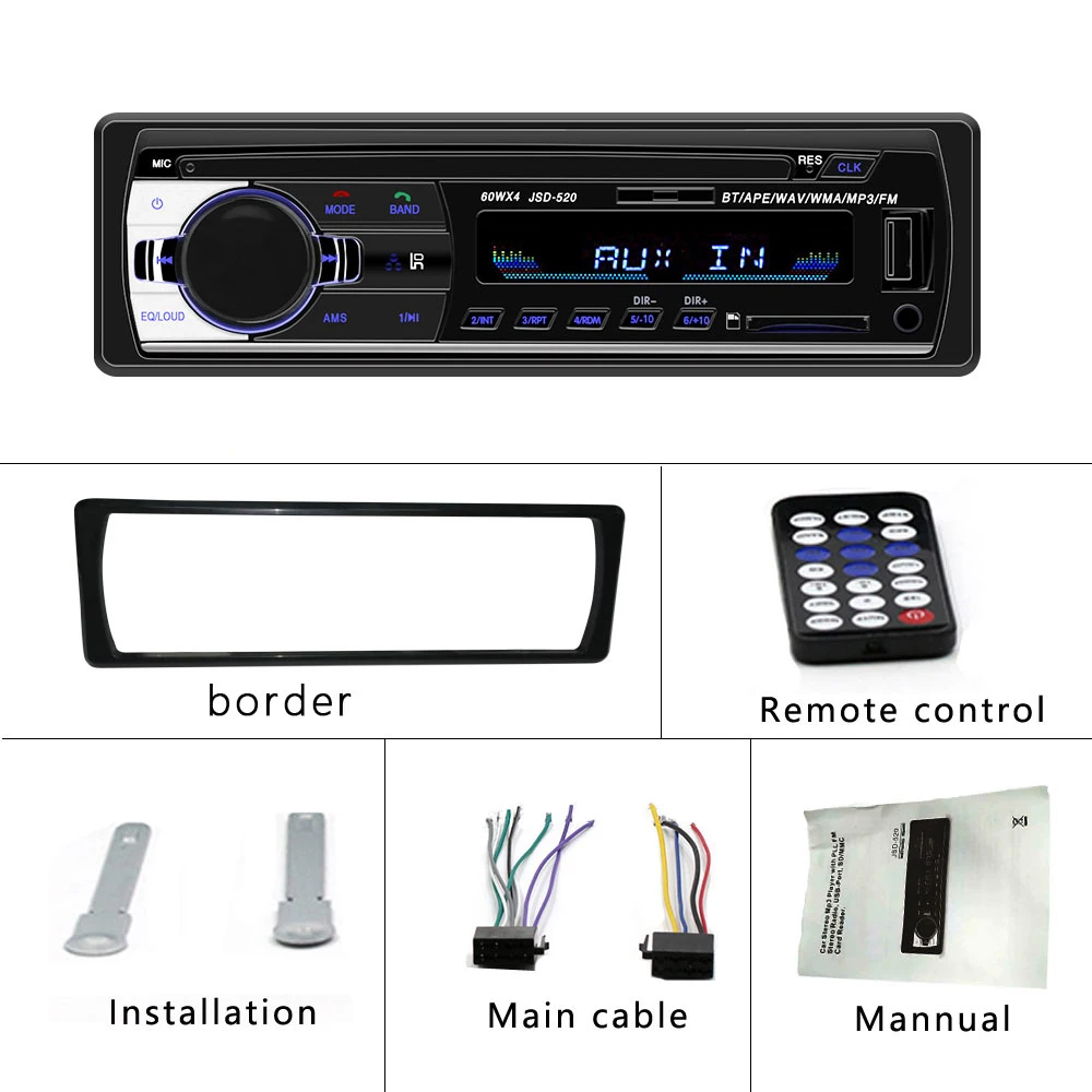 Podofo 1DIN In-Dash Car Radios Stereo Remote Control Digital Bluetooth Audio Music Stereo 12V Car Radio Mp3 Player USB/SD/AUX-IN