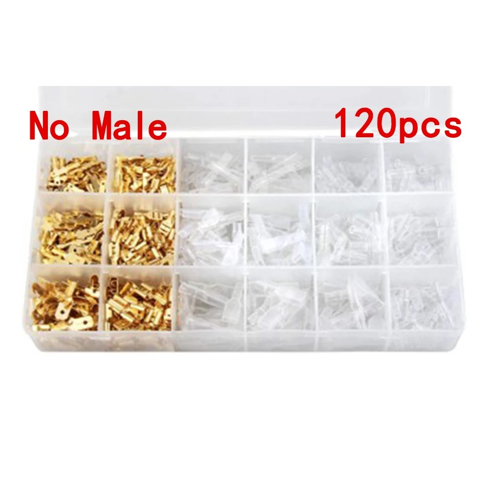 120pcs New 2.8mm 4.8mm 6.3mm Female Terminal Insulation Sleeve 18-14 22-16 Flat Crimp Terminal Connector Wire Connection