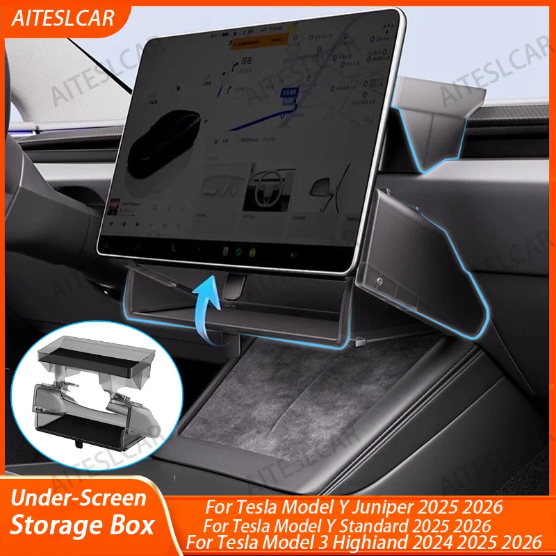 

Для Tesla Highland Model3 Y Juniper Standard 2025 лоток магнитный складной ящик для хранения под экраном ETC ящик для хранения экрана аксессуары