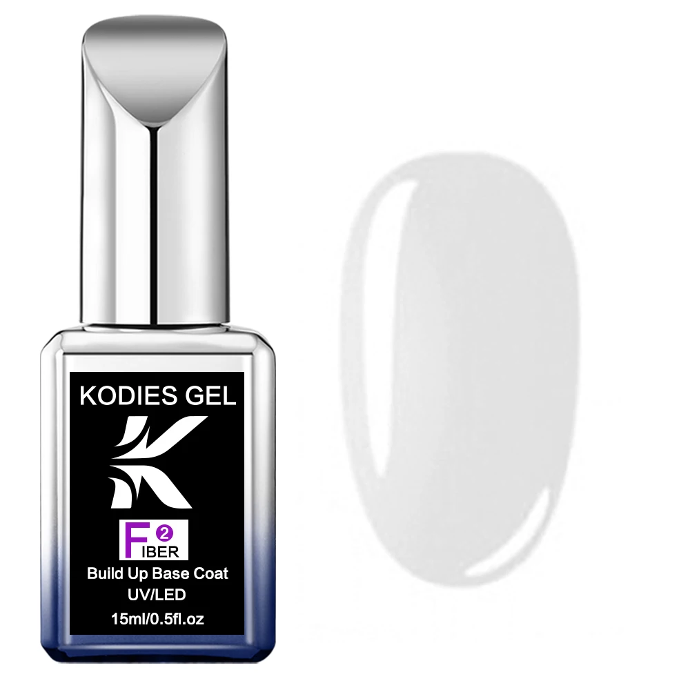 KODIES GEL Fiber Base Gel Polish Milky White Builder Nail Construction Gel for Extension Clear Semi Permanent UV/LED Nails Art
