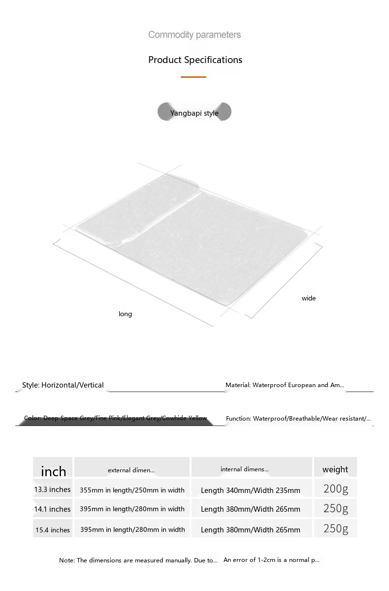 PU-Leder Laptop-Hülle 13,3-15,4 Zoll Business-Schutzhülle für MacBook, Notebook, Tablet – Detail 4